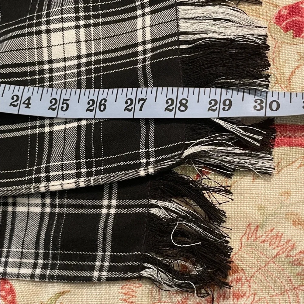 Jane Post Black Plaid Lining Hood Toggle Trench Coat and Matching Scarf